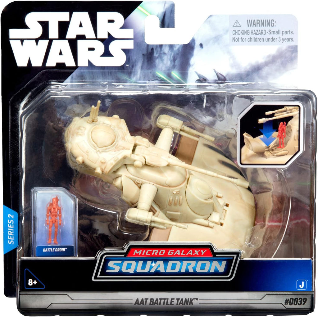 Star Wars Micro Galaxy Squadron – AAT Battle Tank mit B1-Kampfdroiden-Figur und beweglichen Kanonen